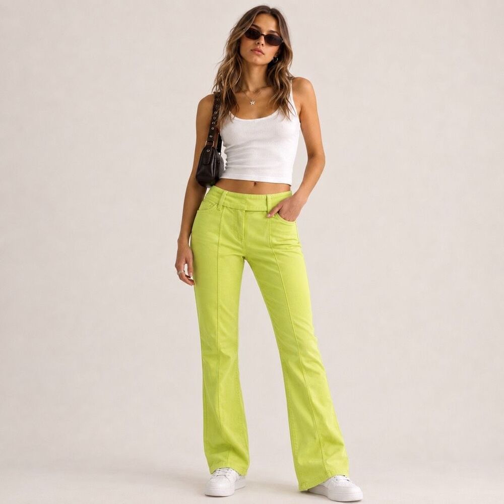 Vintage Y2K MetroStyle Stretch Womens Lime Green Lowrise Bootcut Jeans Size 6T